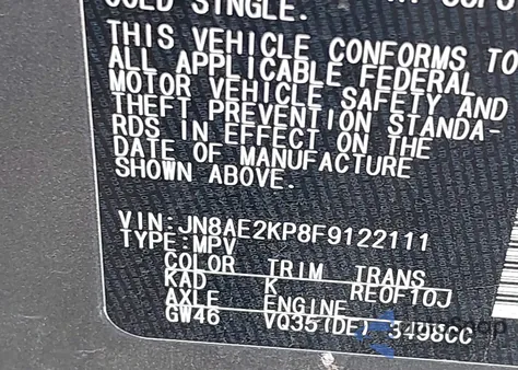 2015 Nissan Quest S from USA, damaged, VIN JN8AE2KP8F9122111